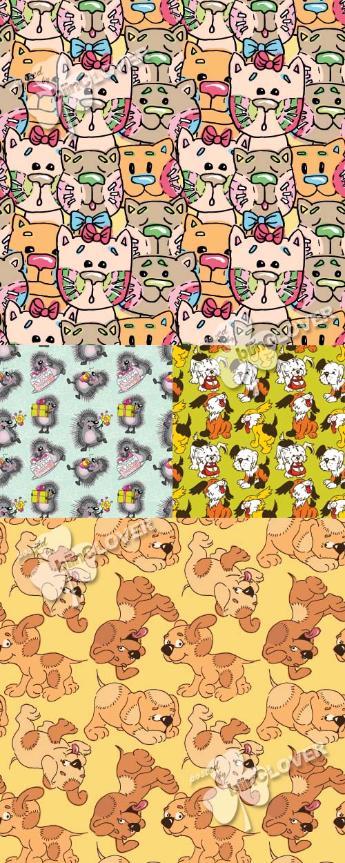 Seamless pattern with funny cartoon animals 0321