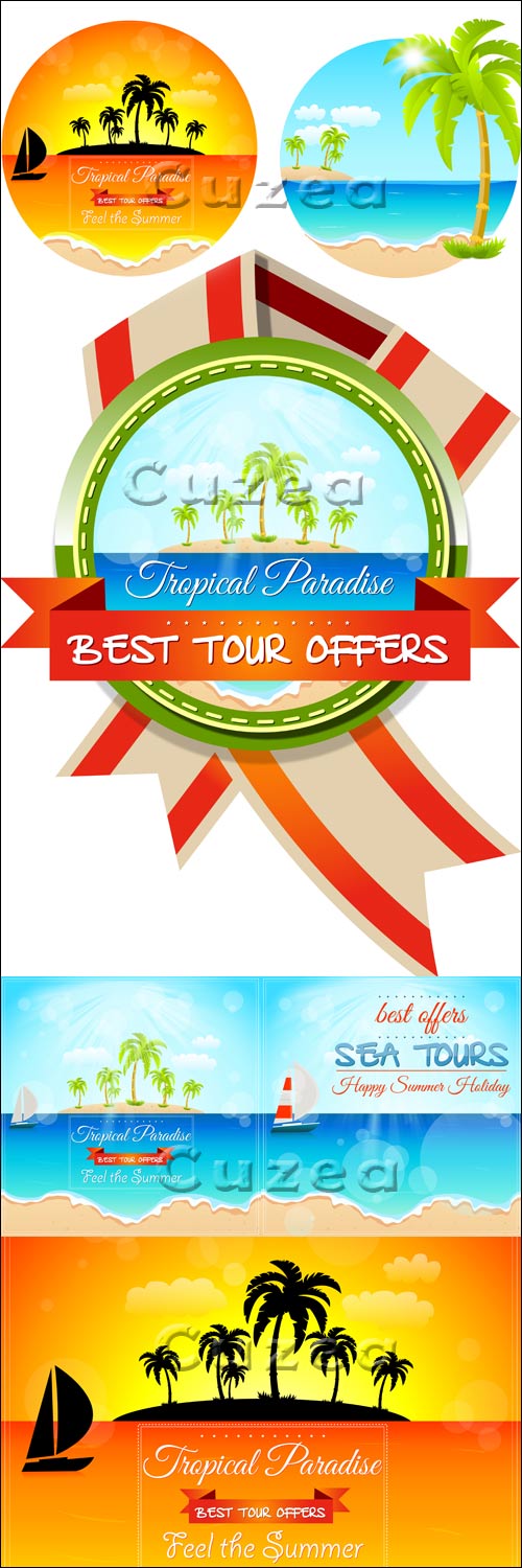     / Tropical Paradise - best tour offers - - vector stock