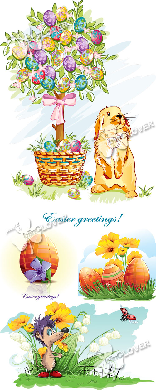 Easter card with flowers and animals 0409