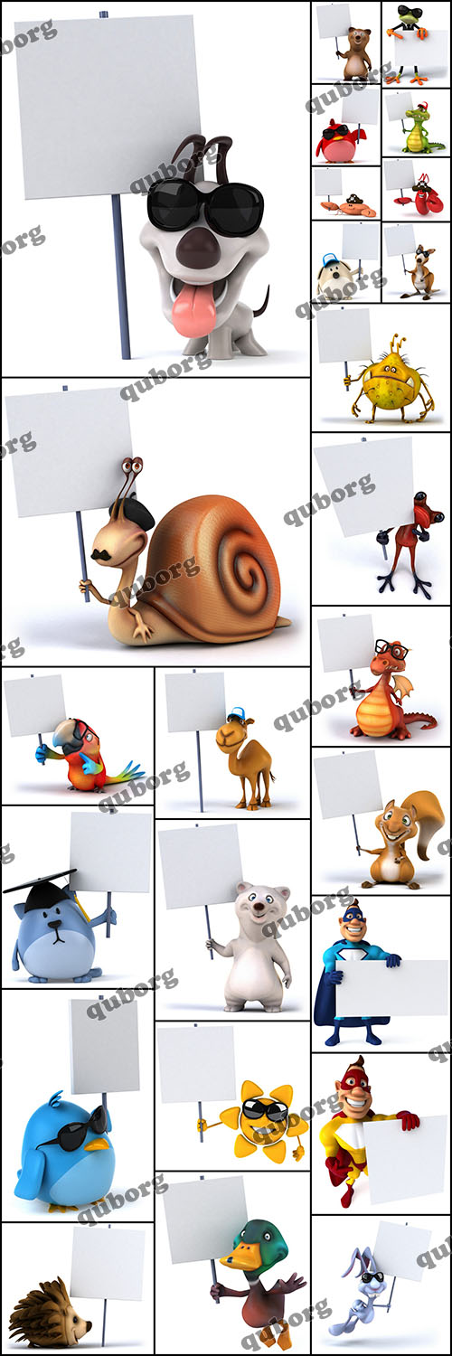 Stock Photos - 3D Characters With Banners