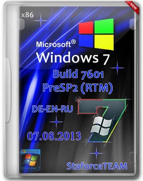 Windows 7 Build 7601 x86 PreSP2 RTM StaforceTEAM 07.08.2013 (DE/EN/RU)
