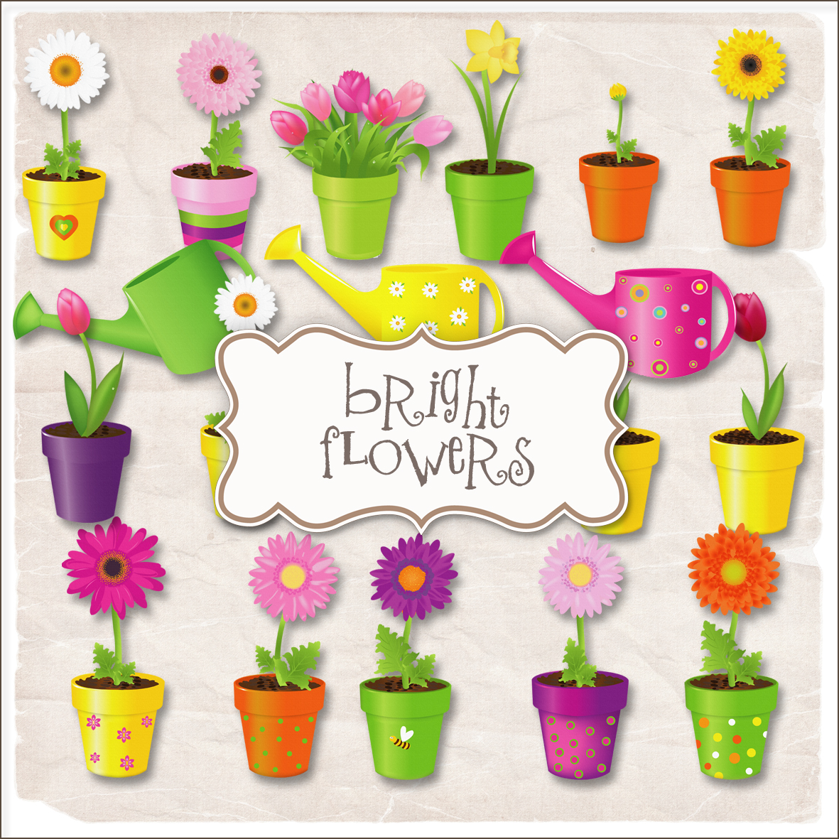 Scrap Set - Bright Flowers PNG Files